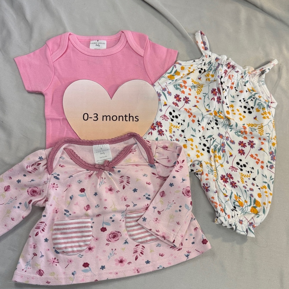 🌸 Laura Ashley -  3 piece bundle. Size 0 to 6 months.